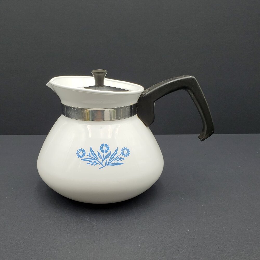 Corning Cornflower Blue Teapot Corningware Blue Cornflower Coffee Pot Kettle